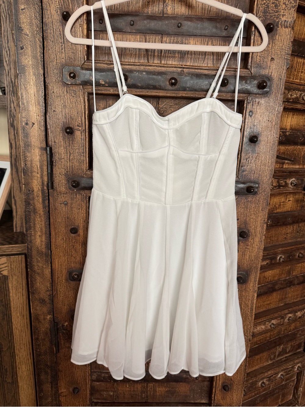 White Bustier Dress with Spaghetti Straps